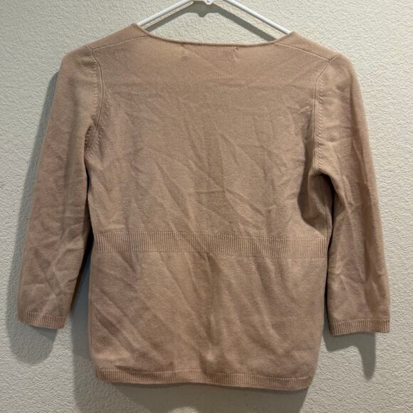 Marni Tan 100% Cashmere 3/4 Sleeve Open Front Cardigan Sweater Size 4 - Picture 2 of 6